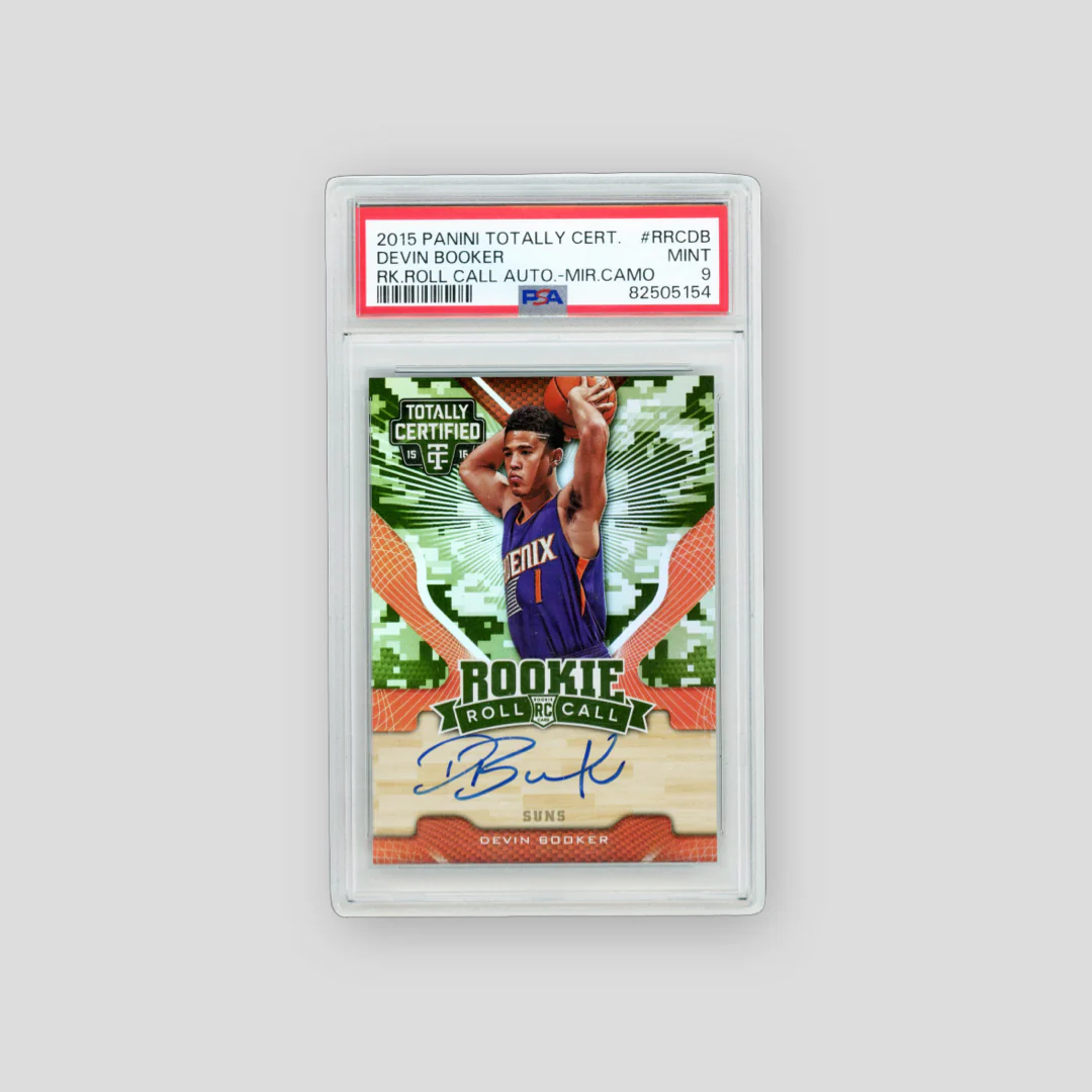2015-16 Panini Totally Certified Devin Booker Rookie Roll Call RC Camo (PSA 9)