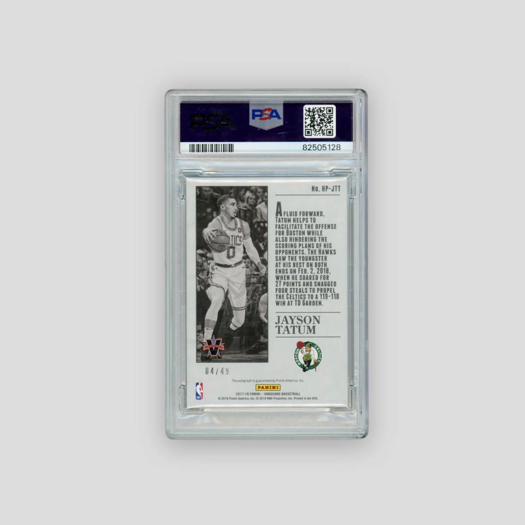 2017-18 Panini Vanguard Jayson Tatum Hot Press Auto Purple RC (PSA 9) - Image 2